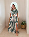 CARA CARA Greenfield Skirt Green/White Stripe