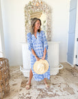 WALKER & WADE Traveler Dress Dark Blue Ikat