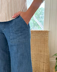 FRANK & EILEEN Madeline Patch Pocket Pull-On Pant Distressed Indigo Wash