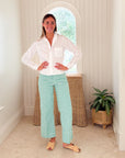 FRANK & EILEEN Wexford Wide Leg Pant Green Gingham