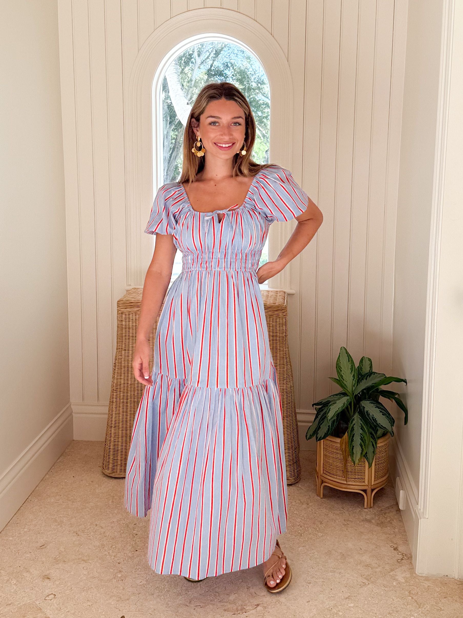 PINK CITY PRINTS Katie Dress Poets Stripe