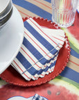 Navy & Red Awning Stripe Cocktail Napkins Set/20