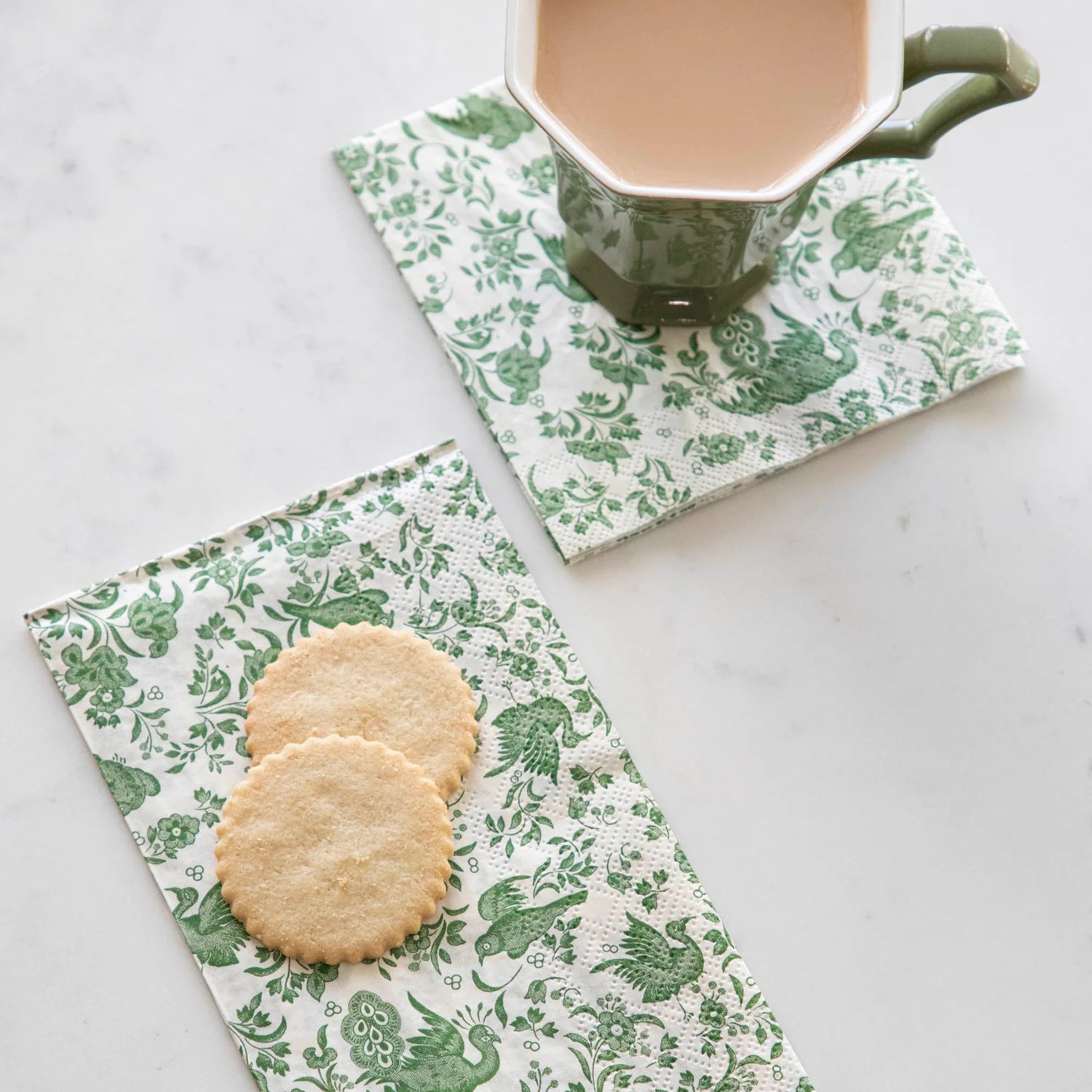 Green Regal Peacock Cocktail Napkin-Set/20