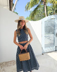 PROSPERINA Erica Midi Skirt Navy Polka Dot