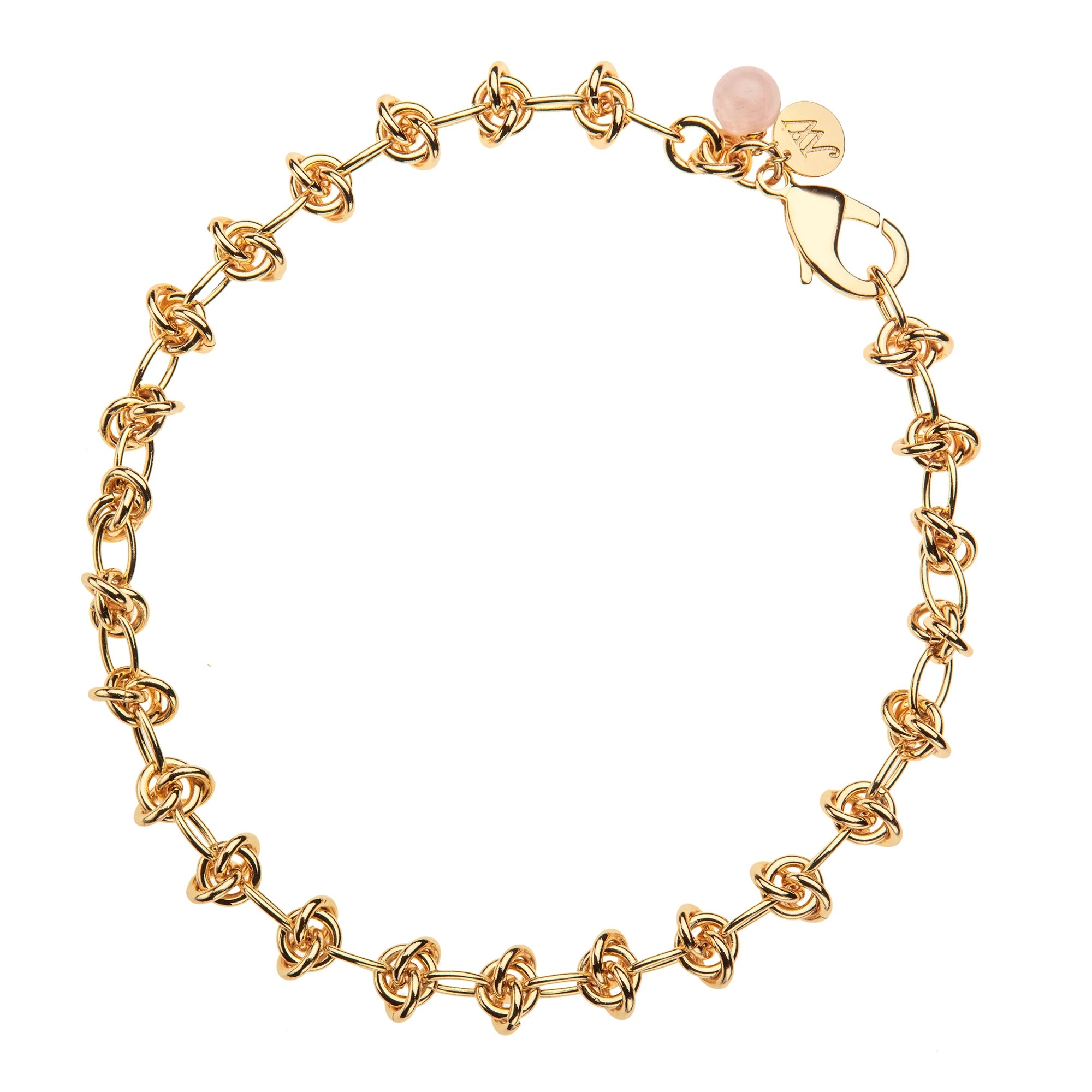 JANE WIN In A Knot Chain w/ Rose Quartz 16"