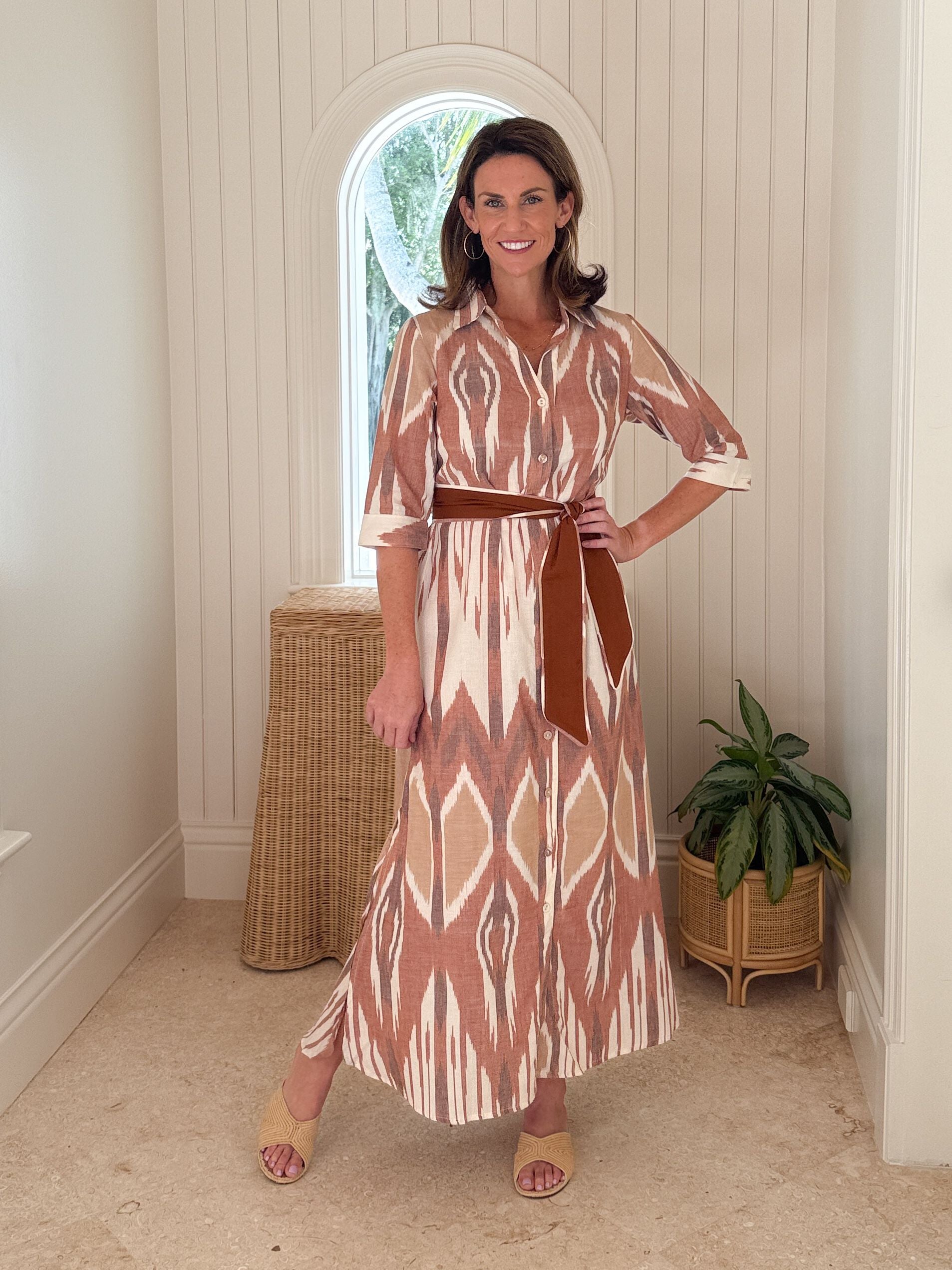 BEAU & RO Eloise Dress Brown Ikat
