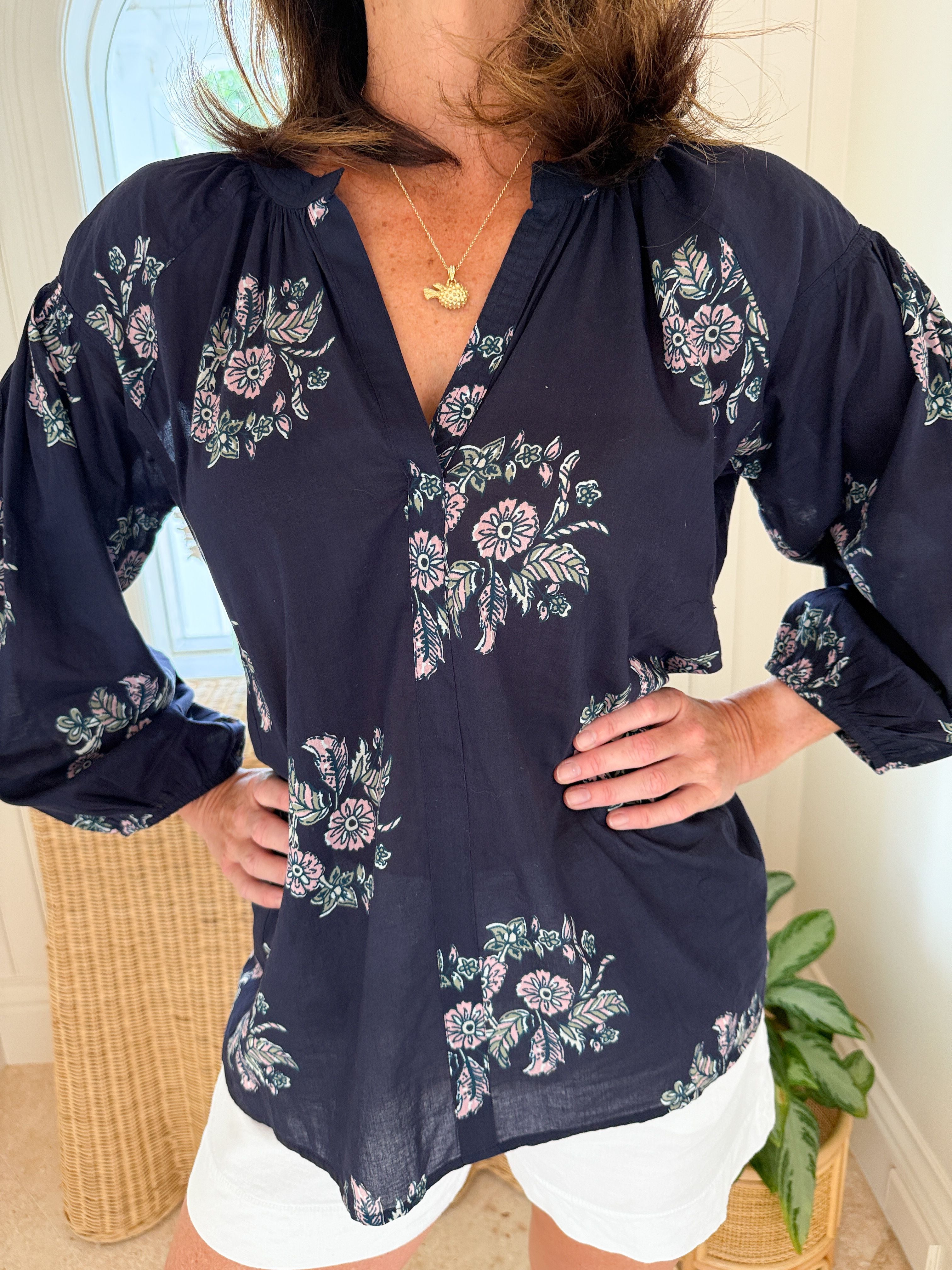 LOLA AUSTRALIA Twenty Shirt Wreath Navy