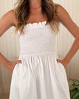 KASIA Cosmos Strapless Smocked Maxi Dress White