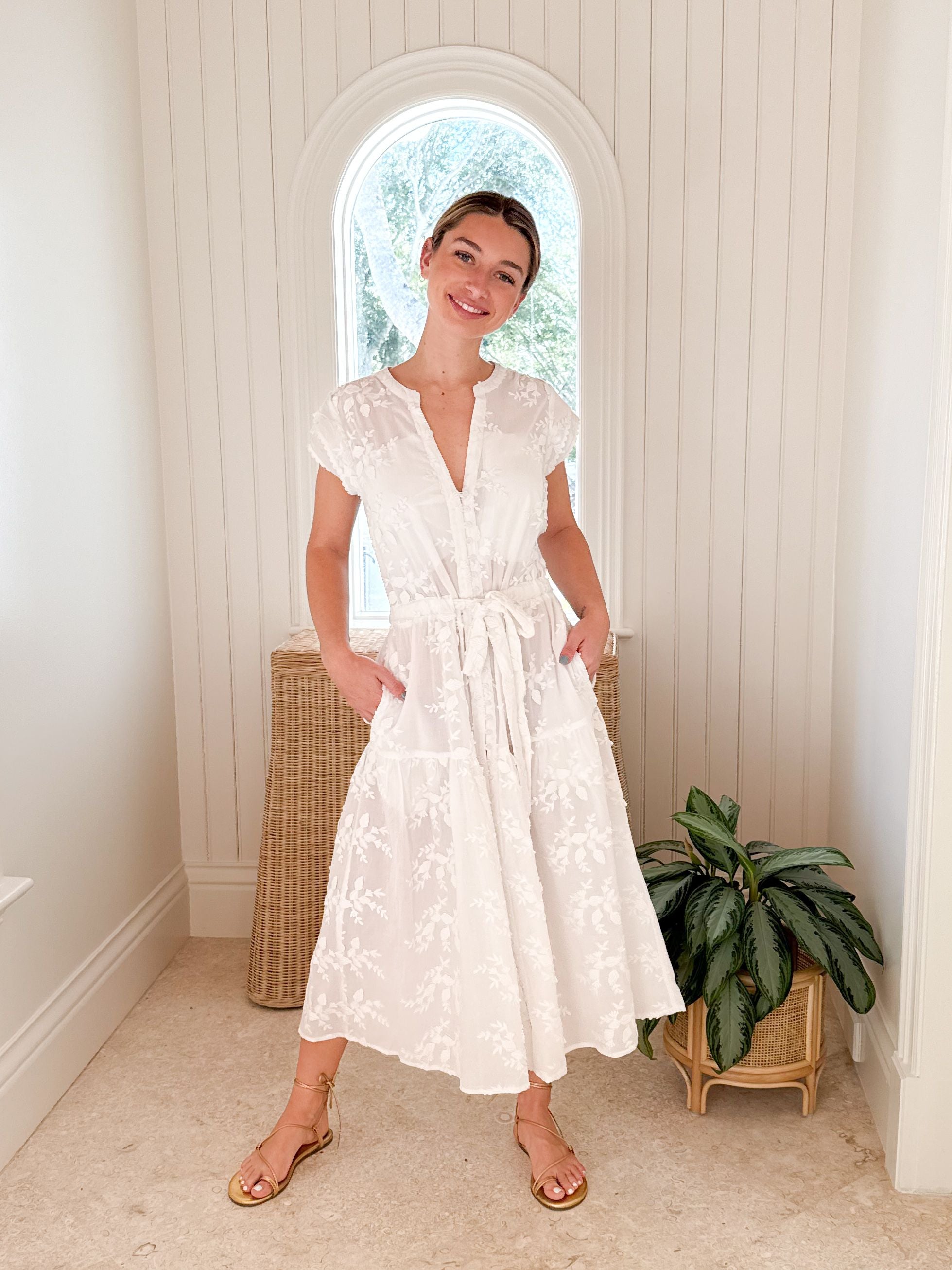 LOLA AUSTRALIA Daisy Boo Midi Dress Orient White