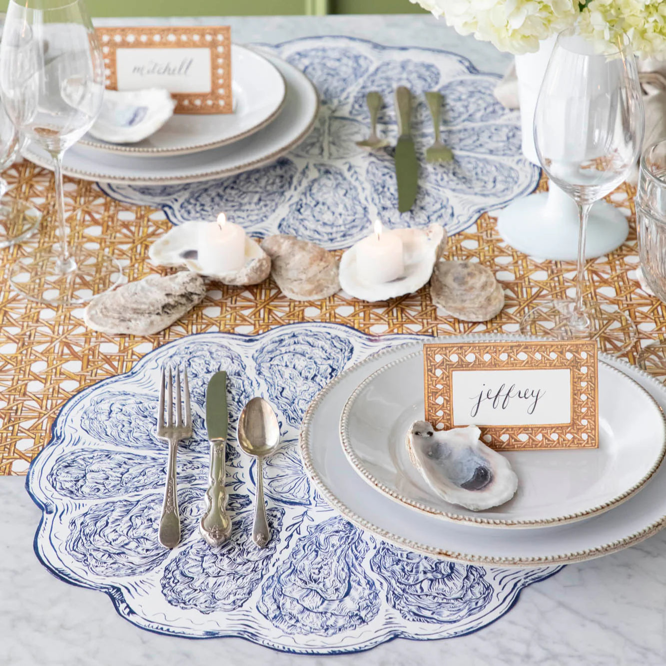 Blue Oyster Plate Placemat Set/12