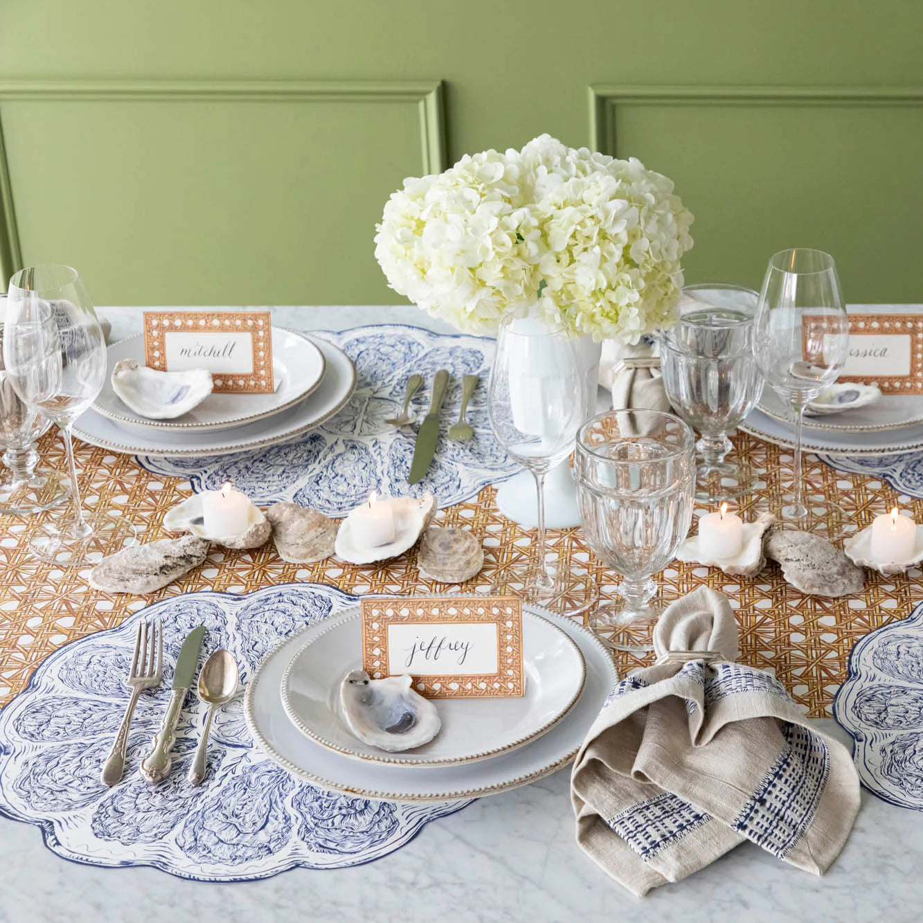 Blue Oyster Plate Placemat Set/12