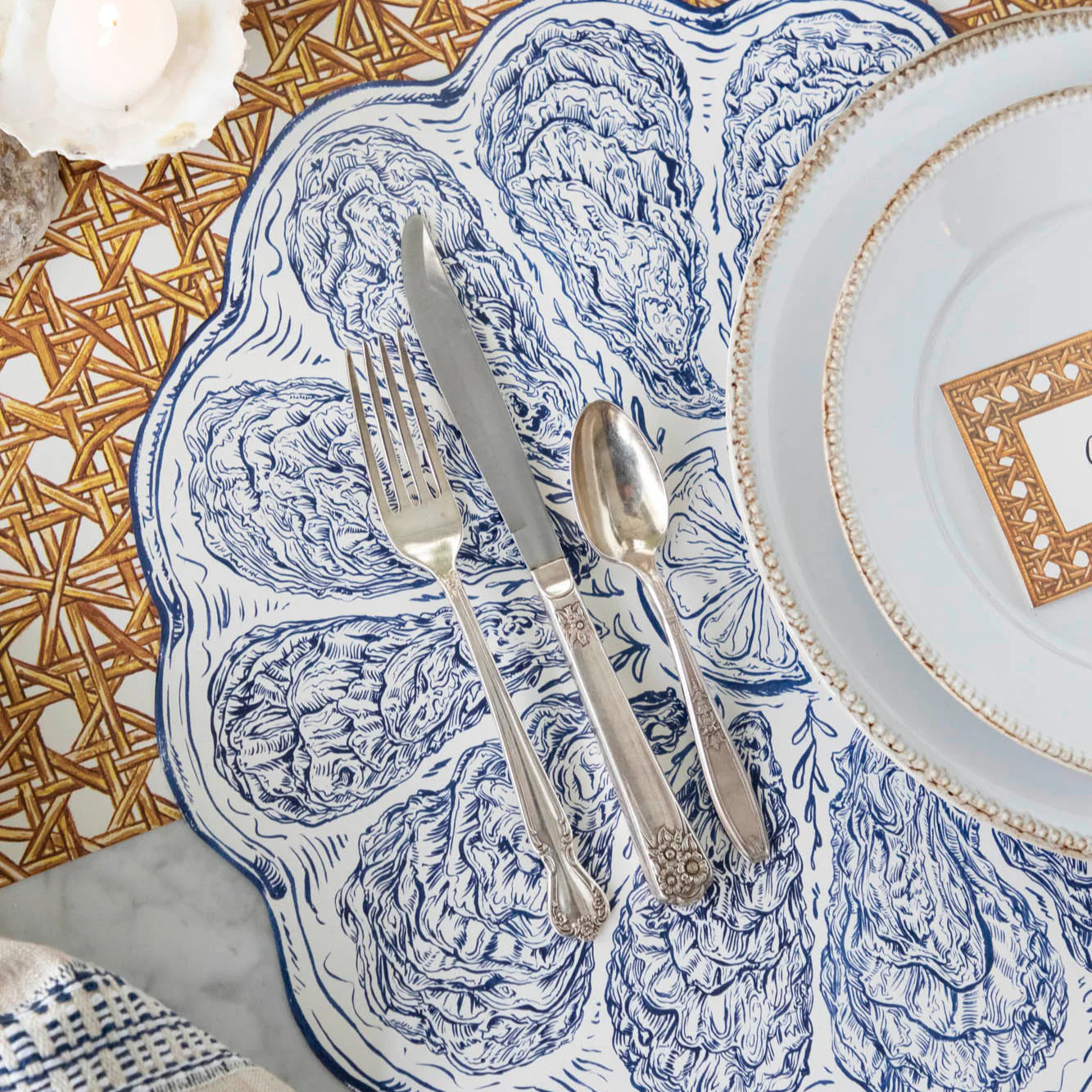 Blue Oyster Plate Placemat Set/12
