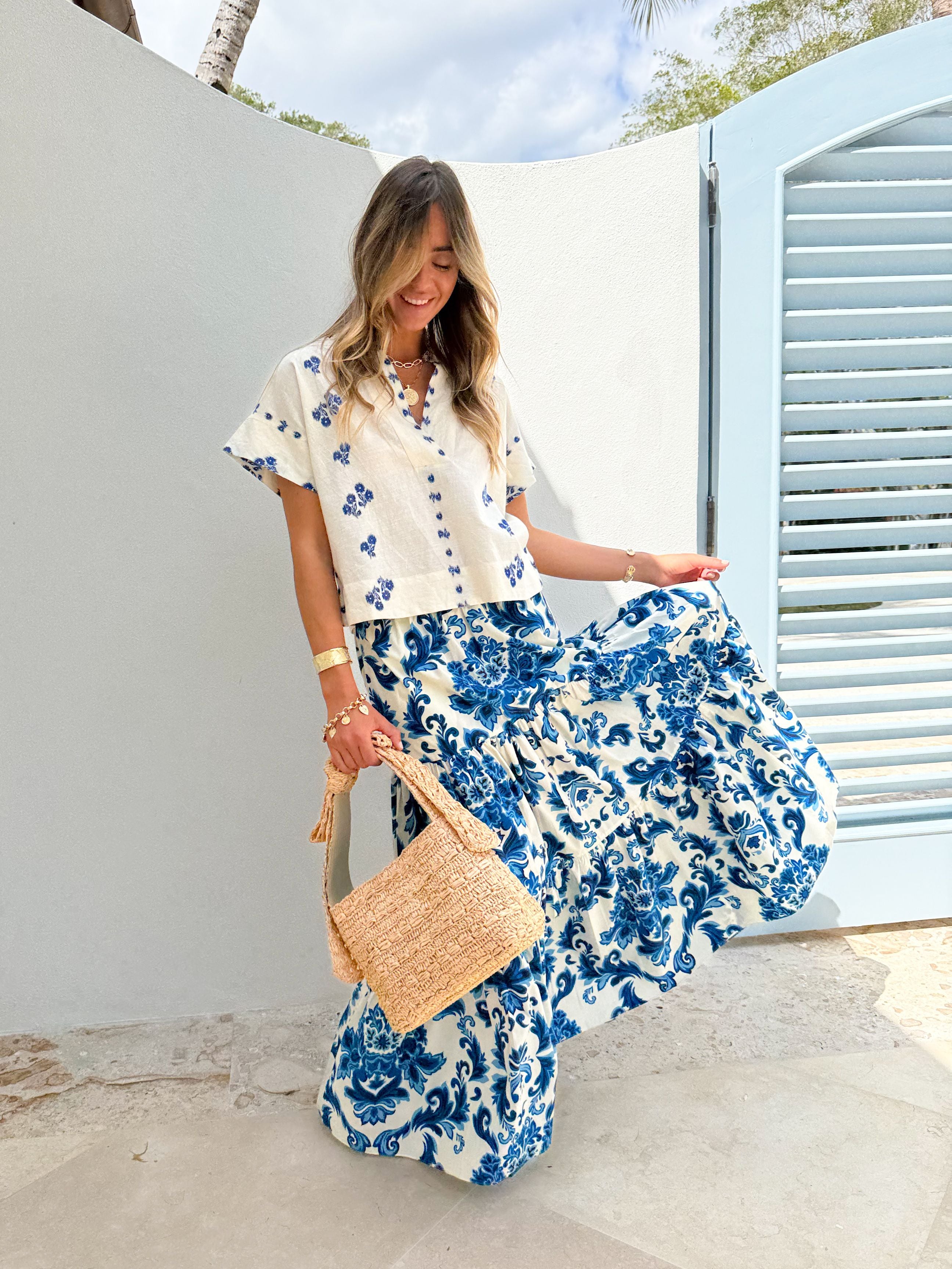CARA CARA Melanie Skirt Fiore Evening Blue