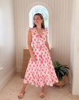 FINAL SALE MER ST. BARTH Giselle Women's Dress White Pink Ikat
