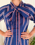 CARYN LAWN Holly Bow Top Navy w/ Red/White Stripe