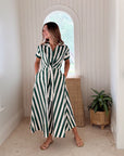 CARA CARA Asbury Dress Green/White Stripe