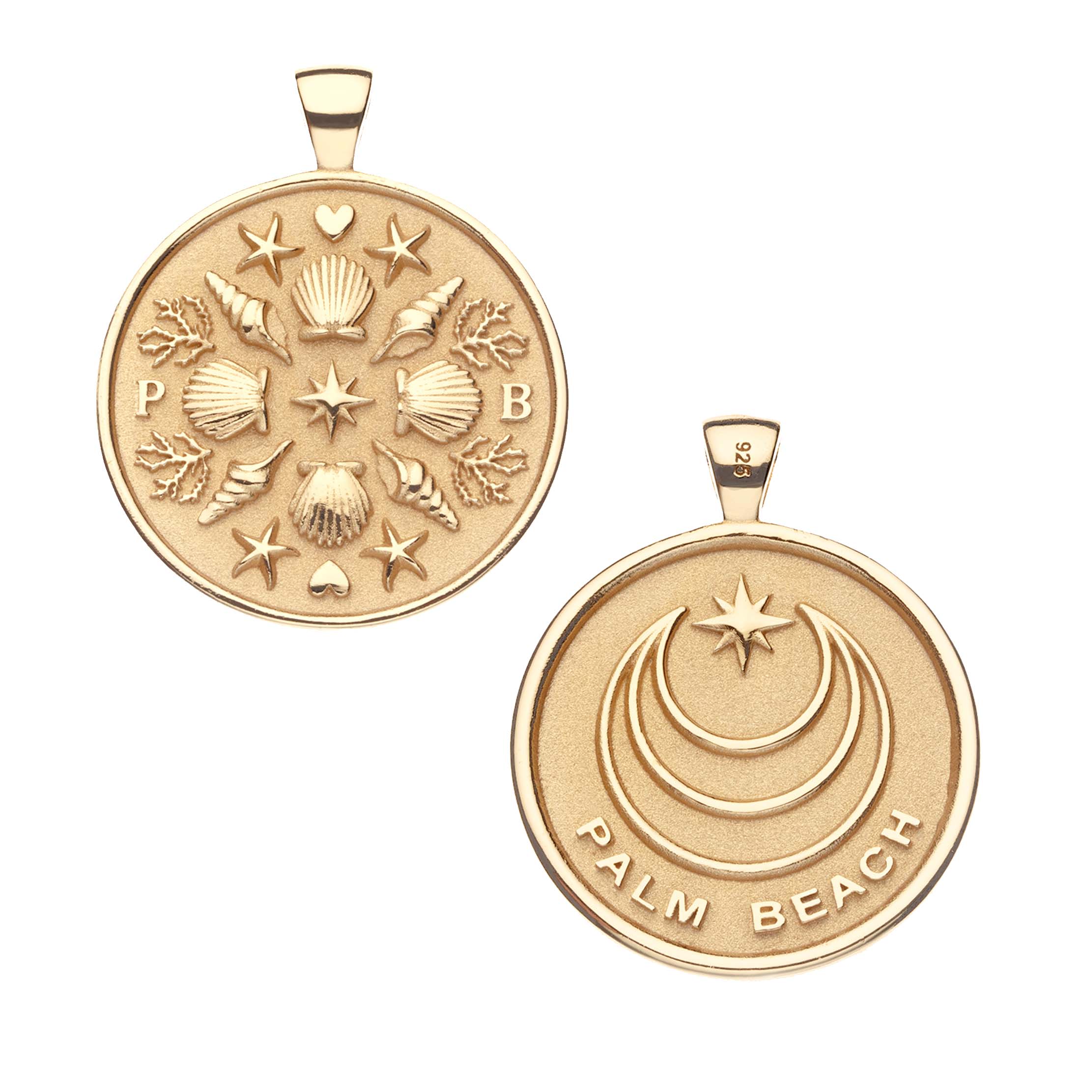 JANE WIN Palm Beach Pendant Coin Adjustable Beaded Chain