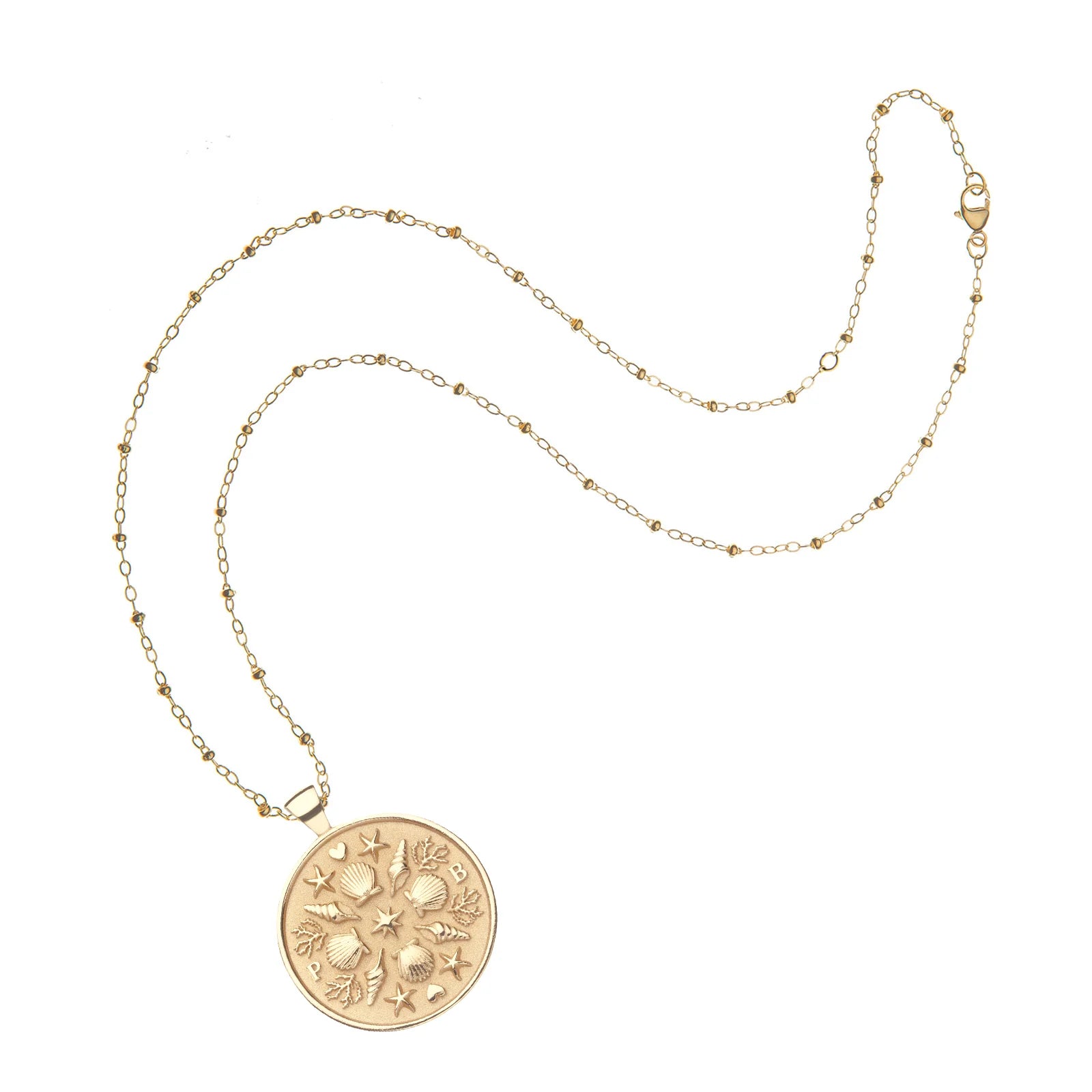 JANE WIN Palm Beach Pendant Coin Adjustable Beaded Chain