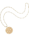 JANE WIN Palm Beach Pendant Coin Adjustable Beaded Chain