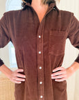 FRANK & EILEEN Rory Maxi Shirtdress Chocolate Courduroy