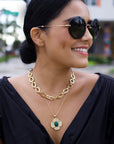 JANE WIN Chunky Link Chain with Lapis Bead 16"