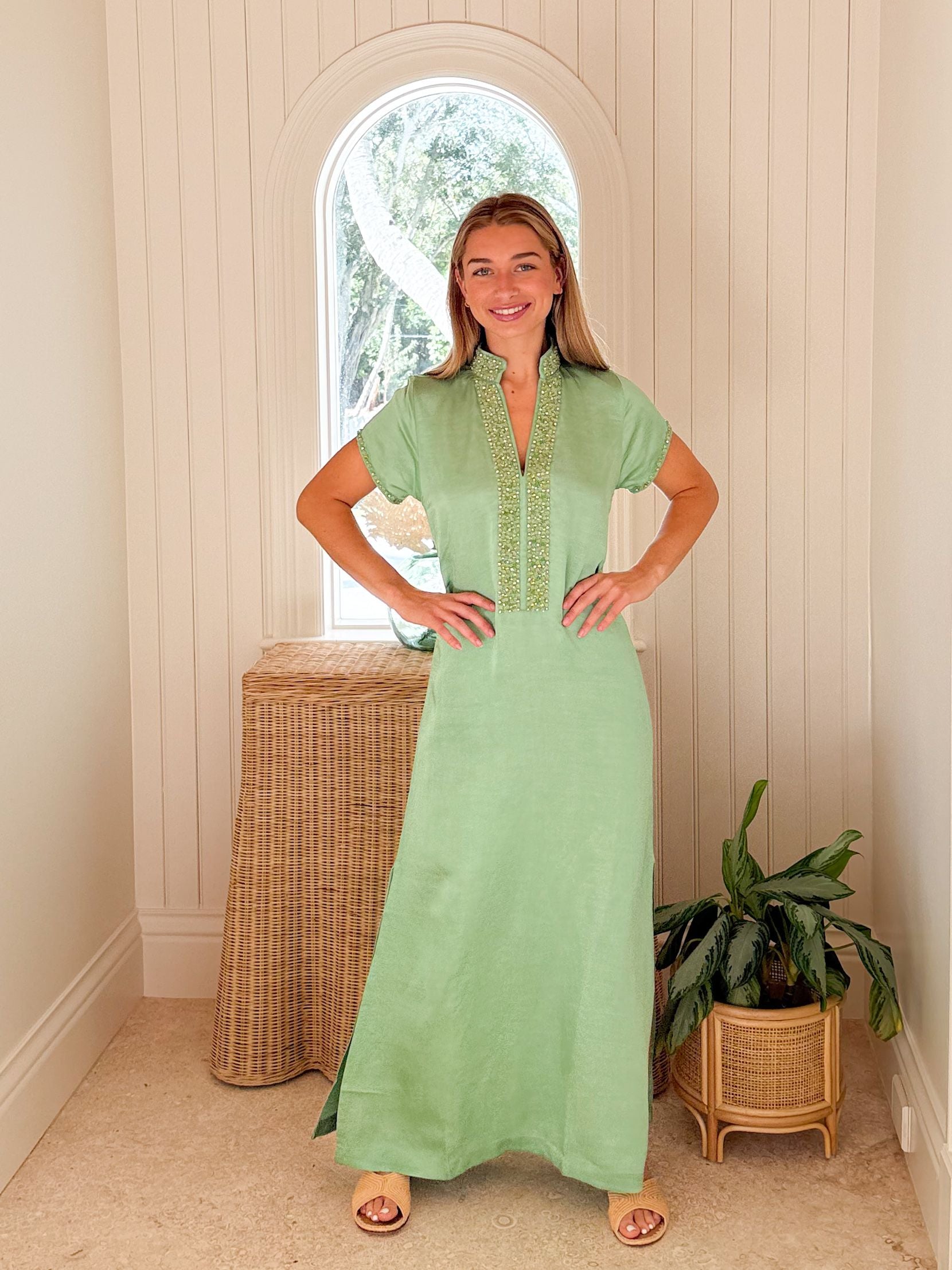 BELLA TU Meg Caftan Pear
