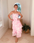 FINAL SALE FINAL SALE FELICITE Strapless Tier Maxi Baby Pink Palm