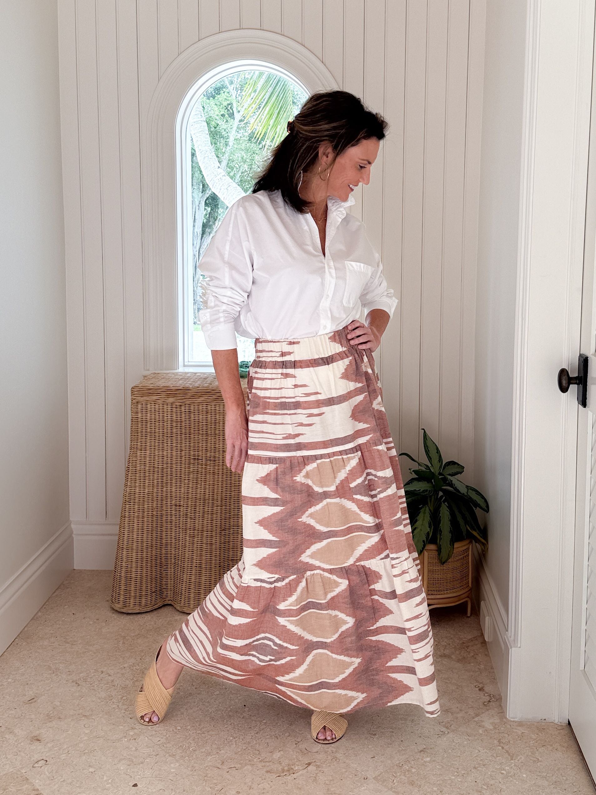 BEAU & RO Abby Skirt Brown Ikat