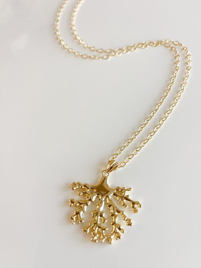 JANE WIN Strong Coral Pendant 32" Mini Twist Chain
