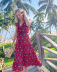 FINAL SALE MER ST. BARTH Giselle Maxi Dress Bordeaux Block Print