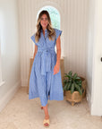 OLIPHANT Belted Shirt Dress Devon Blue