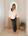 FRANK & EILEEN Eileen Button Up Vintage White Fleece