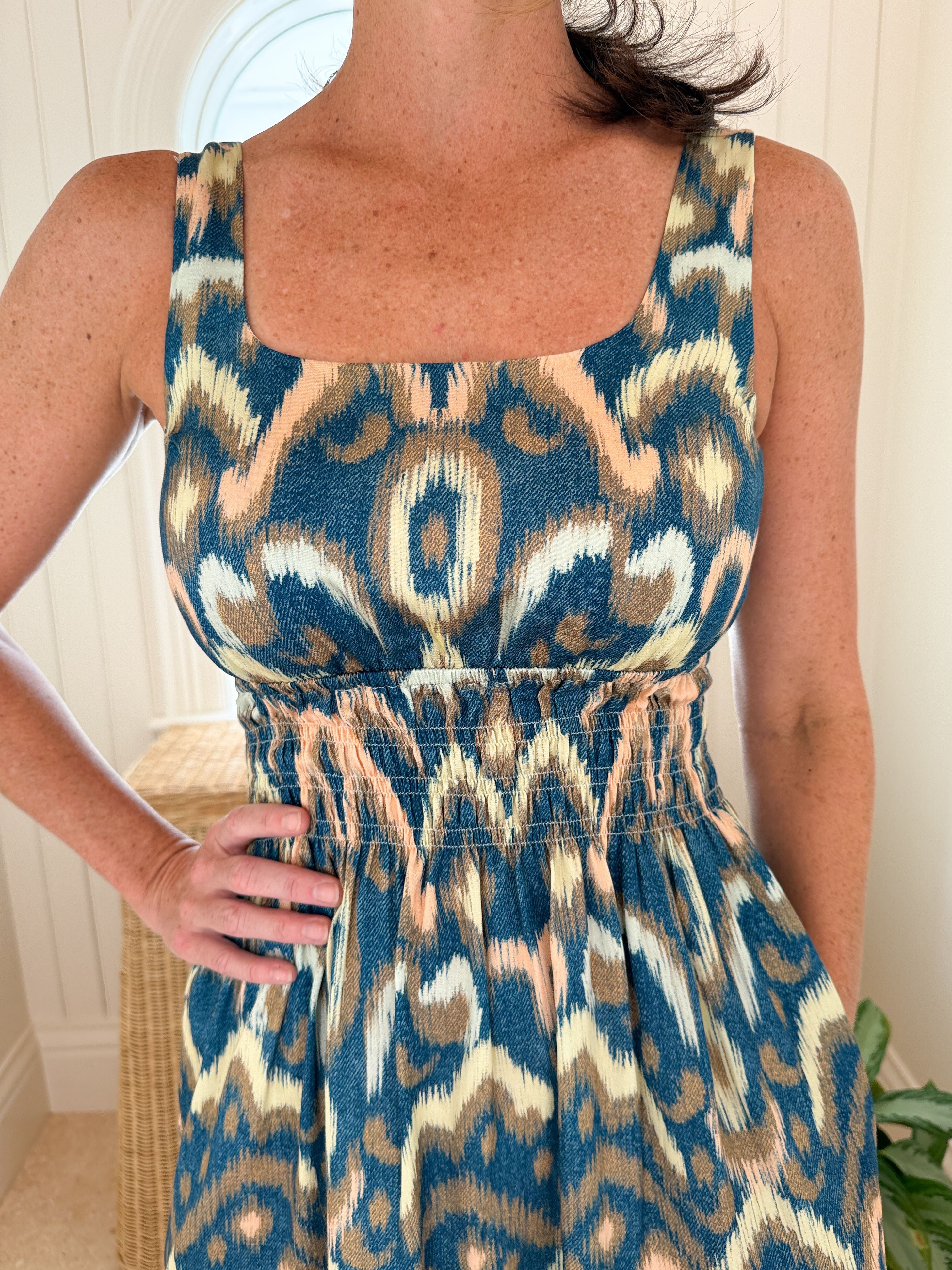 WALKER & WADE Trixie Dress Deep Ocean Ikat