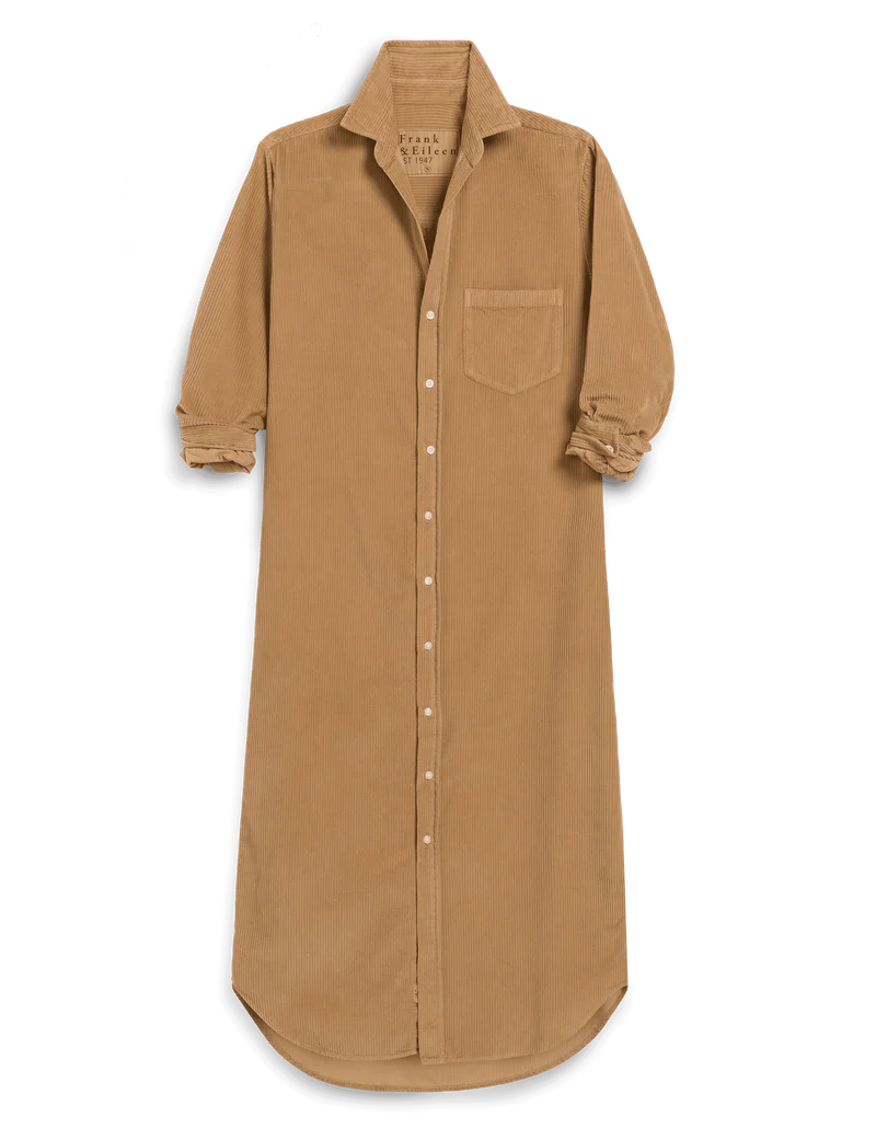 FRANK & EILEEN Rory Maxi Shirtdress Camel Corduroy