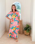 WALKER & WADE Seychelles Kaftan Turquoise Fuchsia