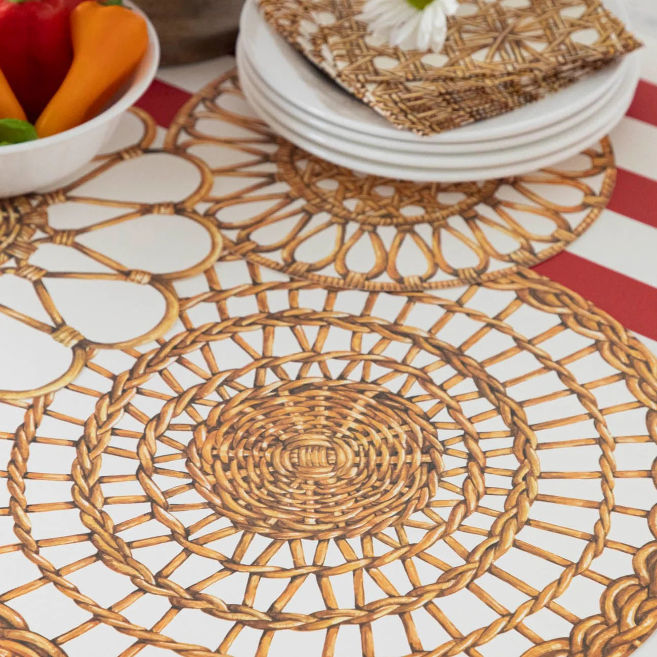 Rattan Weave Serving Papers-Set/12