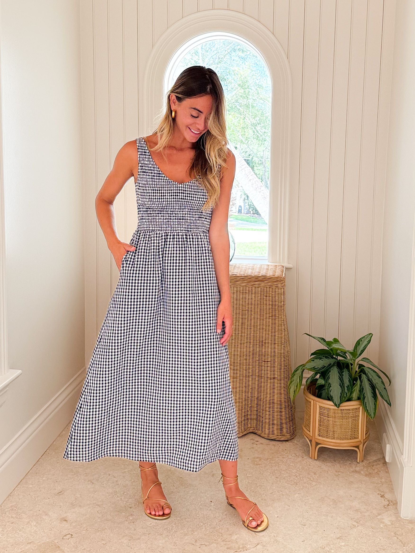 MAREA Cora Dress Navy Gingham