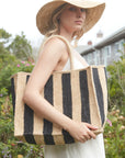 Roma Tote Natural with Sand Stripes