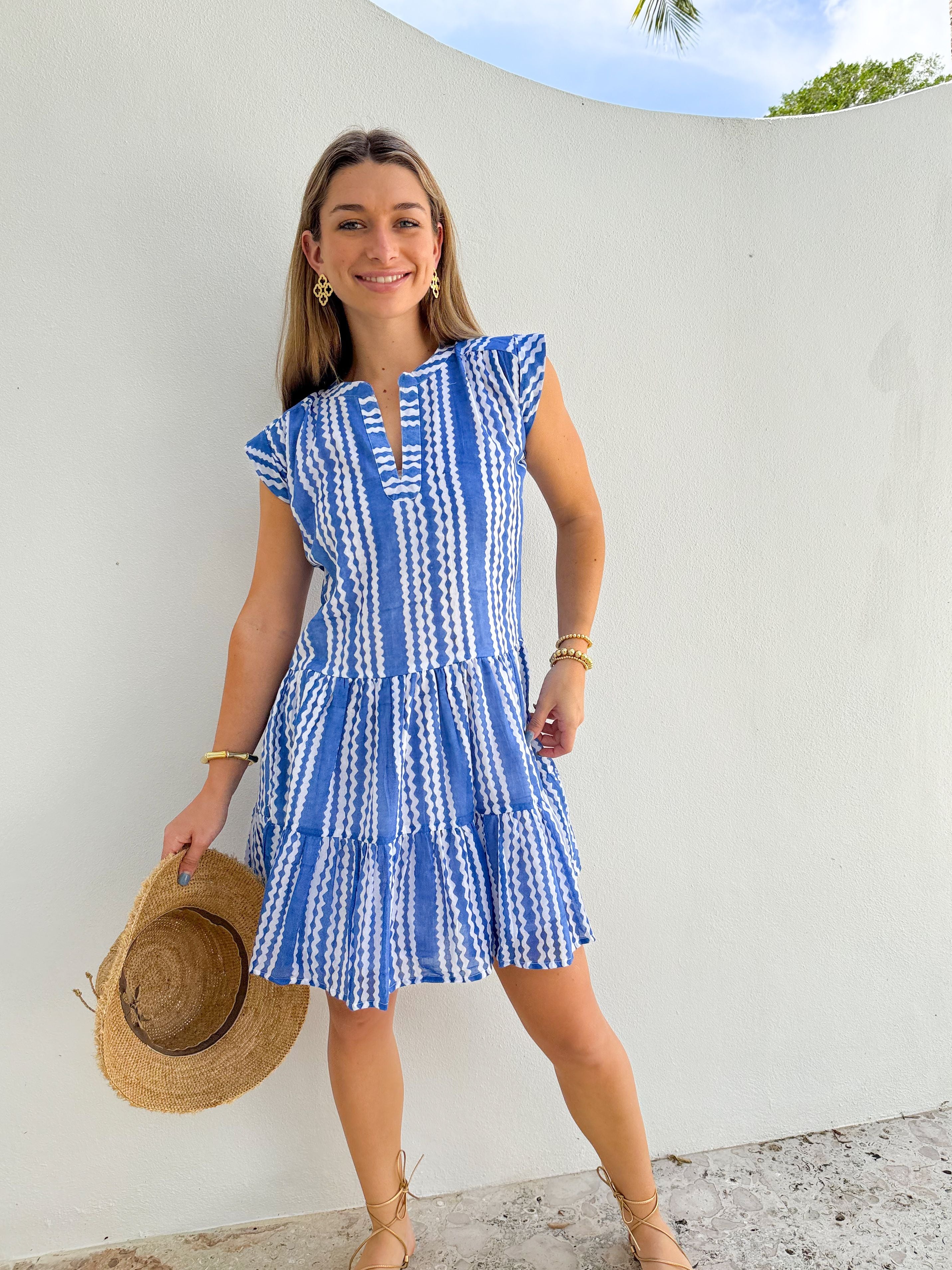 OLIPHANT Roll Sleeve Dress Ziggy Blue