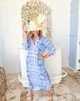 WALKER & WADE Traveler Dress Dark Blue Ikat