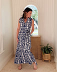 FITZROY & WILLA Christina Dress Navy Ikat Block