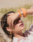 LIZZIE FORTUNATO Mini Organic Hoops Tangerine