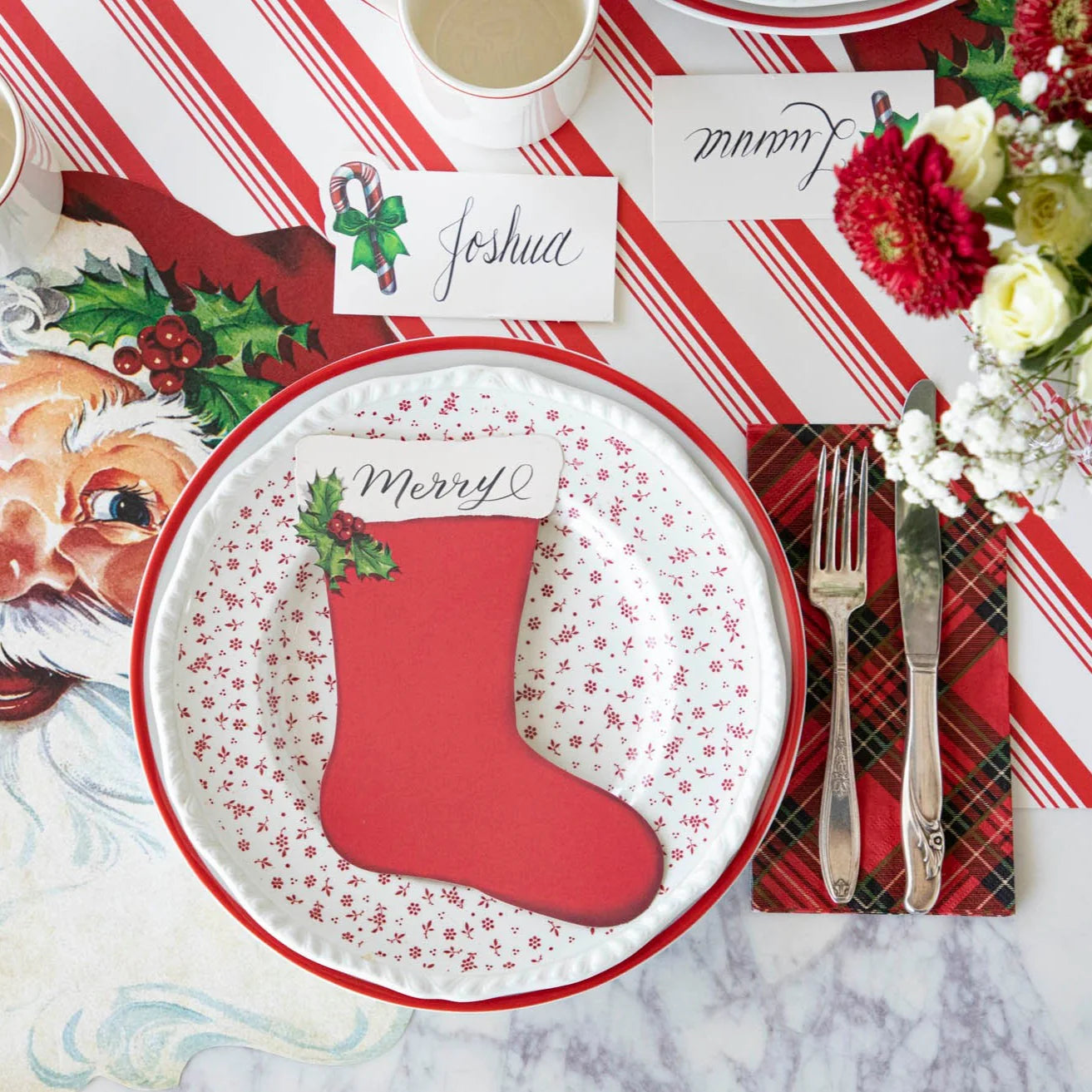 Red Plaid Guest Napkin-Set/16