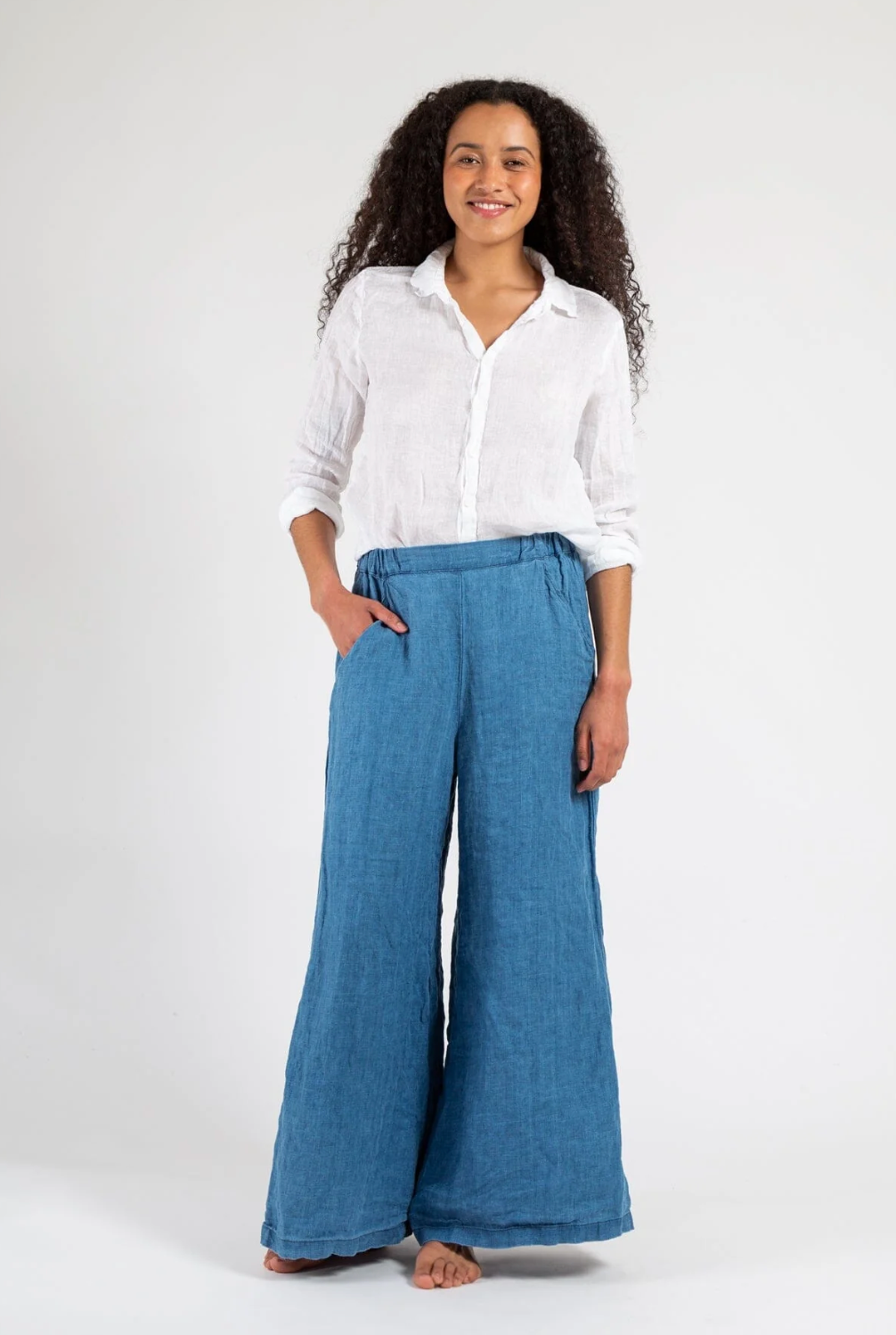 CP SHADES Wendy Pant Bleached Indigo Linen Twill