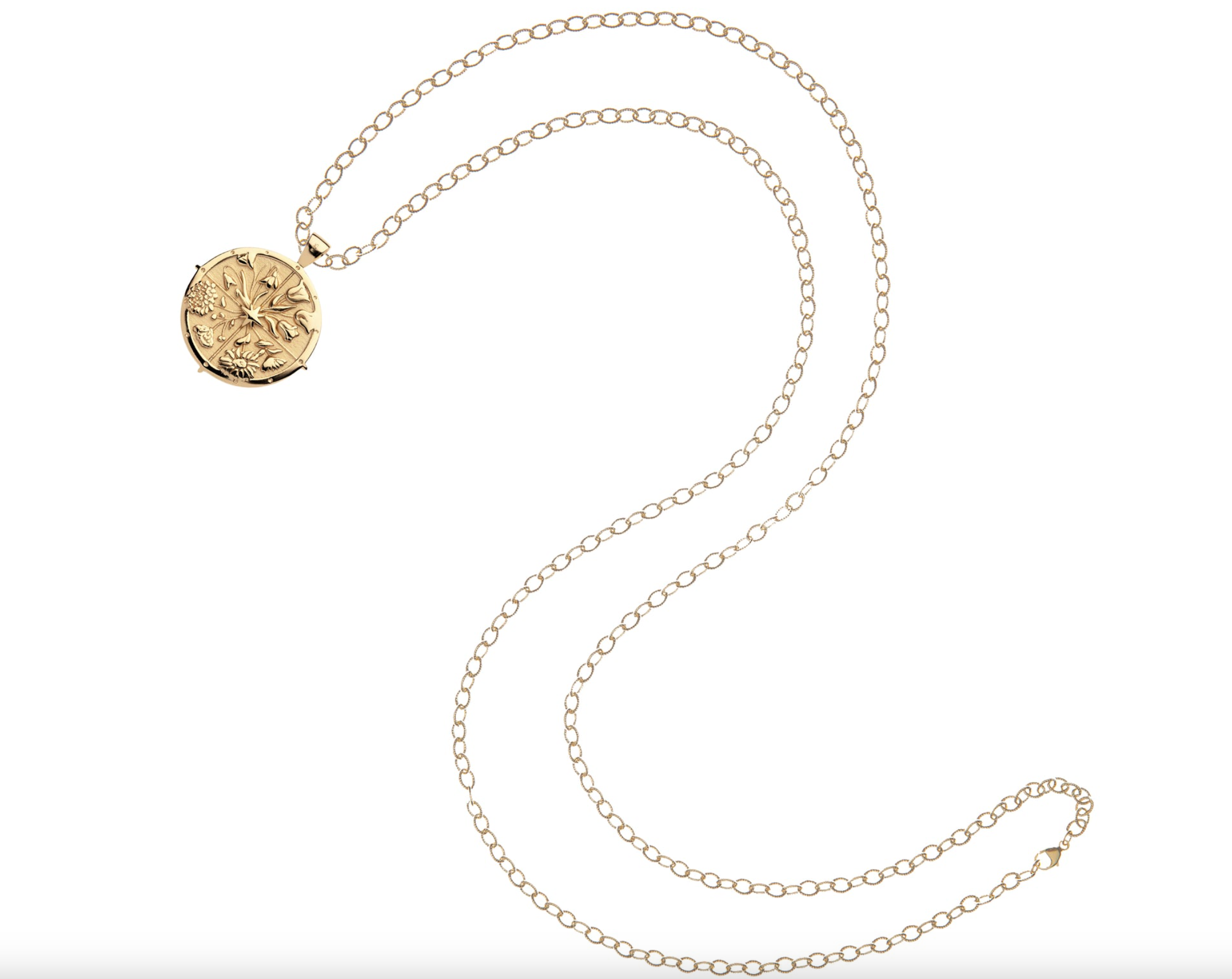 JANE WIN Hope Pendant Coin Necklace with 32" Mini Twist Chain