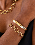 CAPUCINE DE WULF Cleopatra Oval Hinged Bangle - Gold