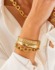CAPUCINE DE WULF Cleopatra Oval Hinged Bangle - Gold