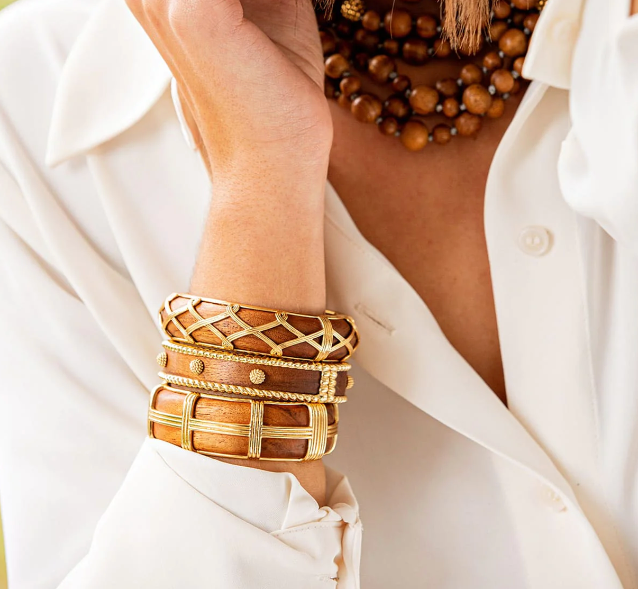 CAPUCINE DE WULF Berry Small Hinged Cuff -Teak