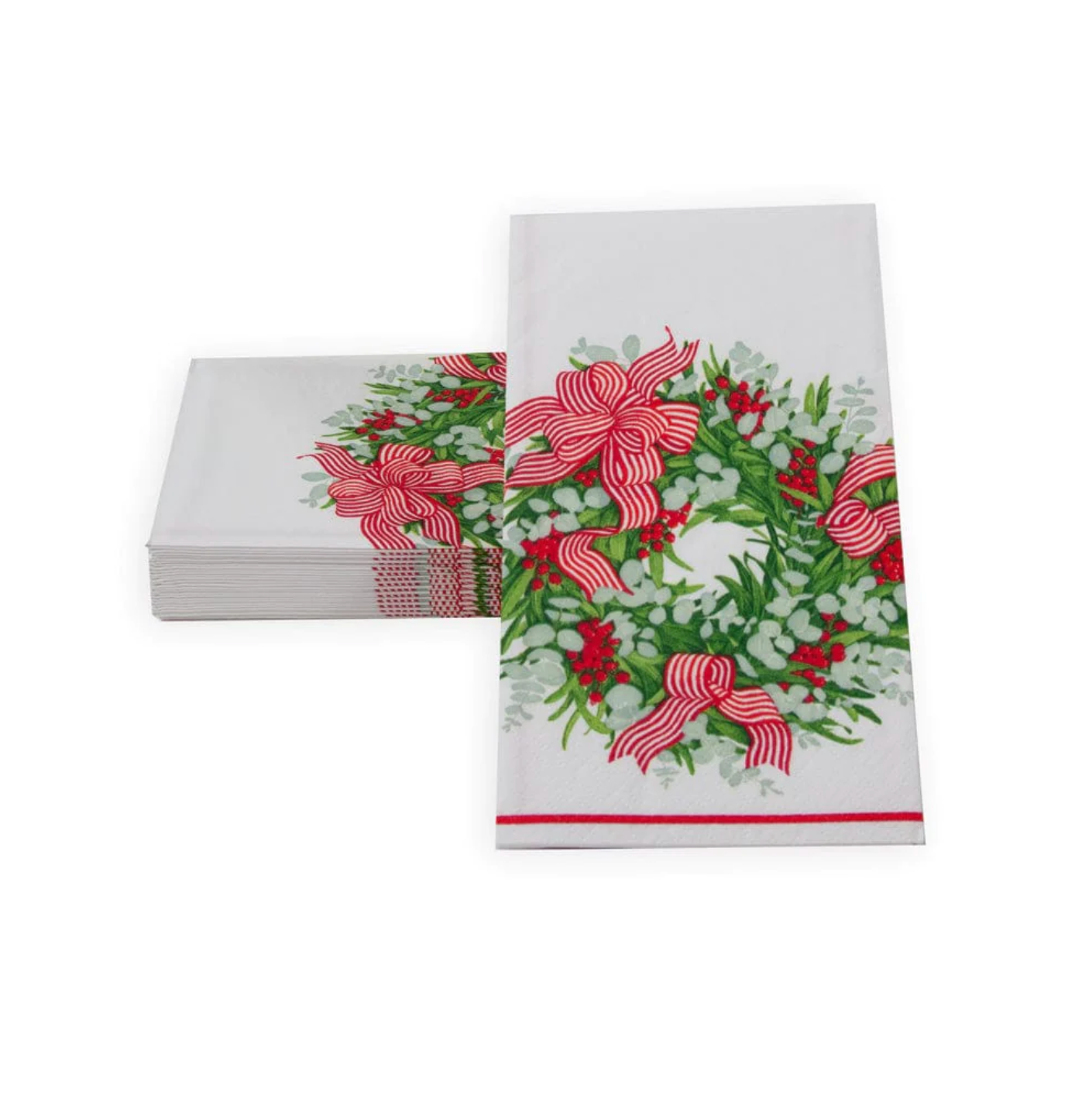 Ribbon Stripe Wreath Guest Towel