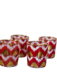 LES OTTOMANS Red Ikat Short Glass-Set/4